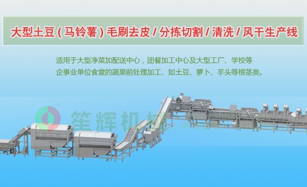 汝州连续式土豆去皮清洗切割风干生产线